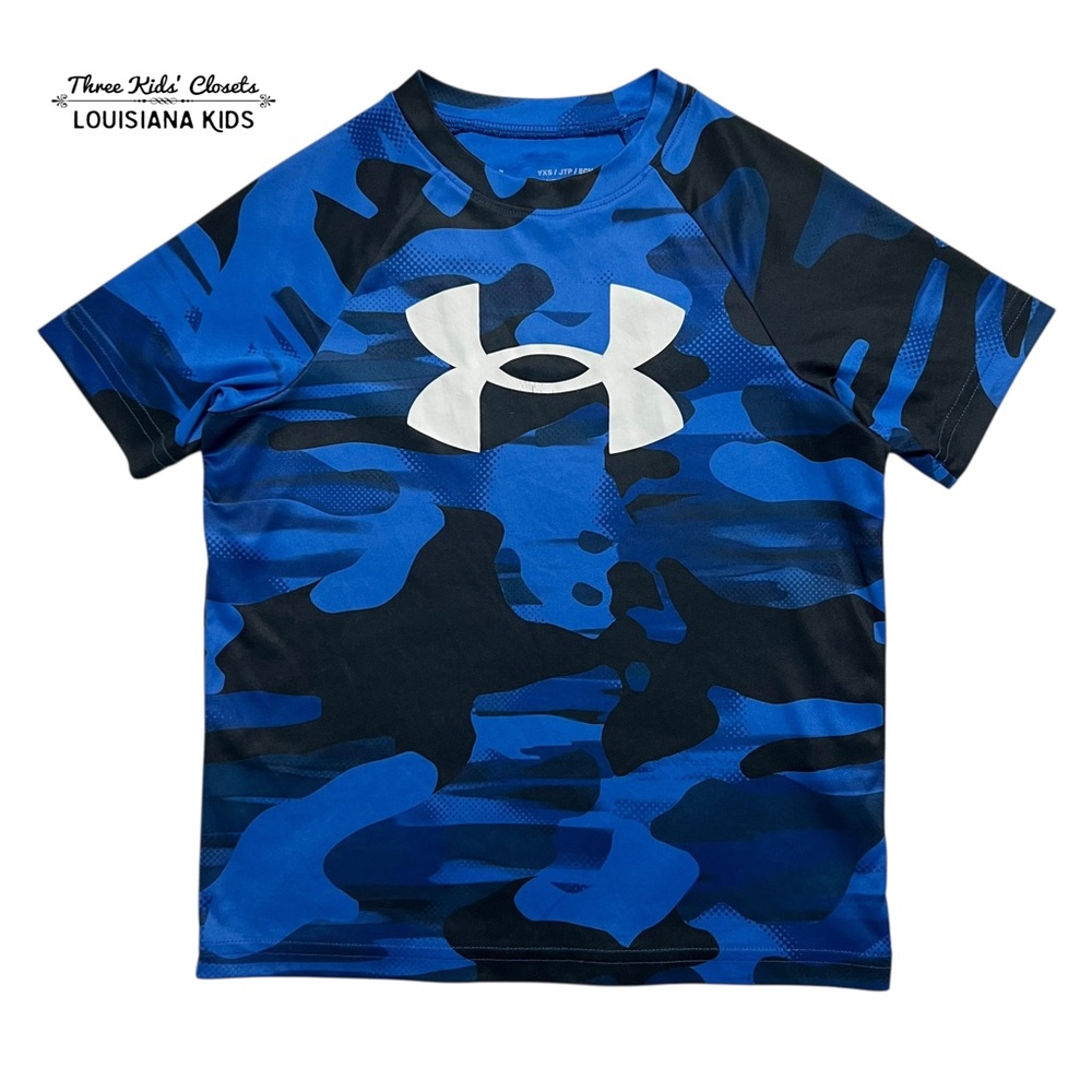 Under Armour Youth XS Blue Camouflage Athletic Tee Shirt